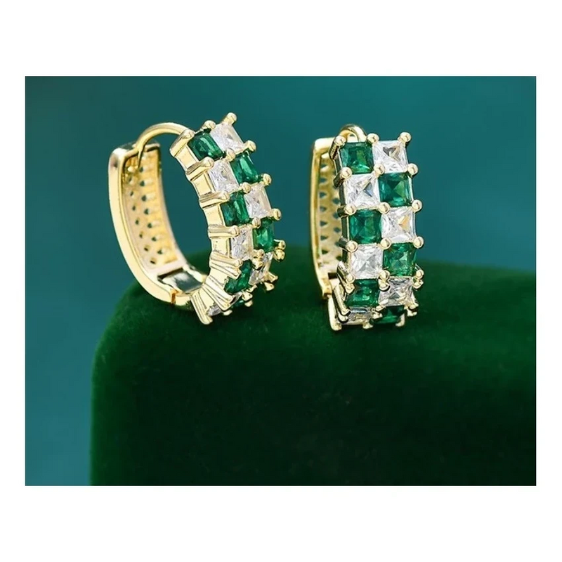 Kolczyki ze złota Green Chessboard