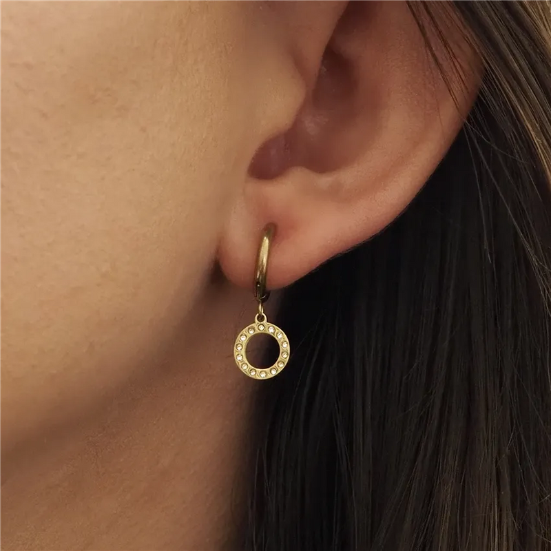 Kolczyki pozłacane wiszące okręgi
