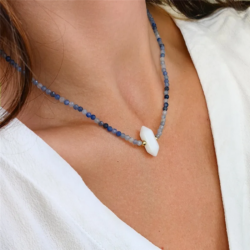 Naszyjnik ze złota Biały Kryształ